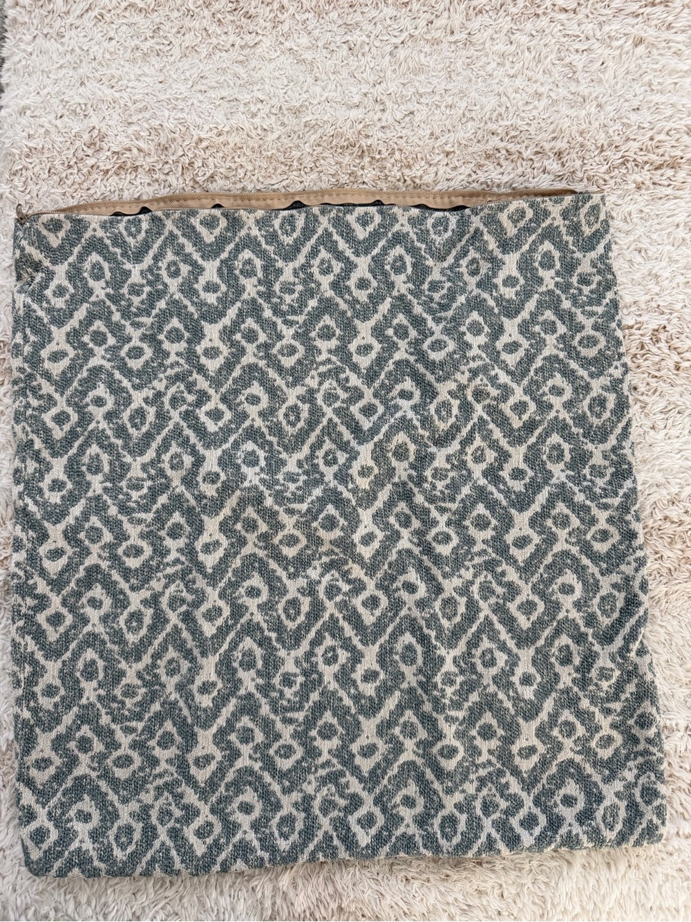 Stylish Blue and Cream Patterned Accent Pillow Cushion Cover